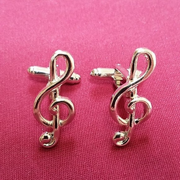 🦋4 for $20, or as marked. 💥LAST ONE💥 NWT Silver Tone Musical Cuff Links - Picture 2 of 5